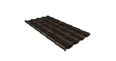 Металлочерепица камея GL 0,5 GreenCoat Pural matt RR 32 темно-коричневый (RAL 8019 серо-коричневый)