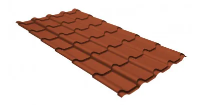 Металлочерепица камея GL 0,5 GreenCoat Pural Matt RR 750 кирпично-красный (RAL 8004 терракота)
