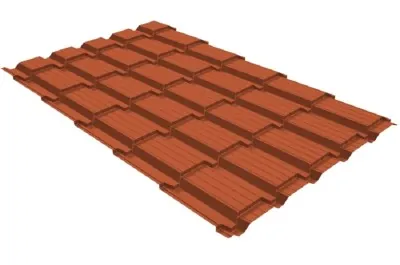 Металлочерепица GL квадро профи 0,45 PE RAL 8004 терракота