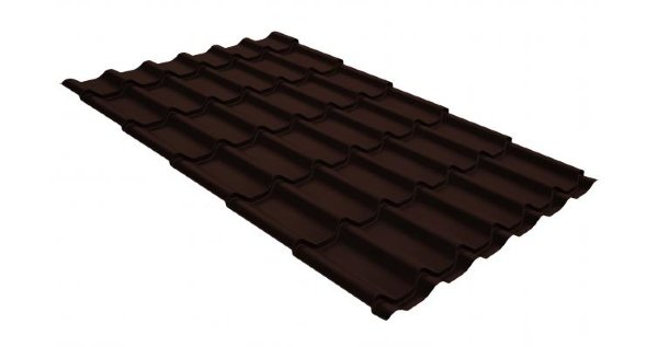 Металлочерепица классик GL 0,5 GreenCoat Pural RR 887 шоколадно-коричневый (RAL 8017 шоколад) купить в Архангельске