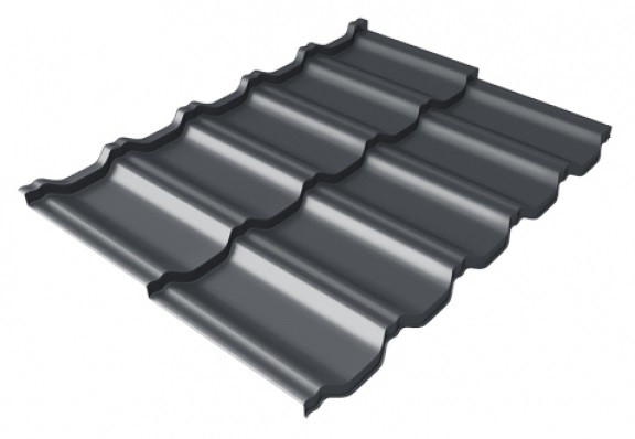 Металлочерепица модульная Квинта Uno Grand Line c 3D резом 0,5 Satin Мatt RAL 7024 мокрый асфальт купить в Архангельске