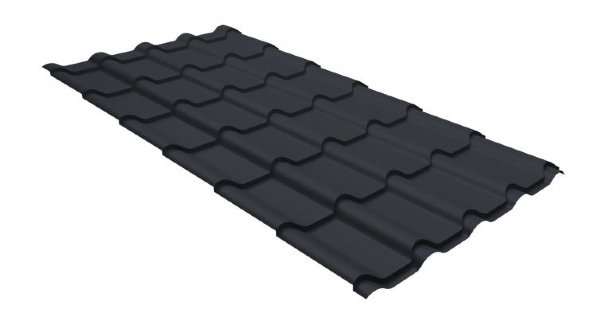 Металлочерепица камея GL 0,5 GreenCoat Pural matt RR 23 темно-серый (RAL 7024 мокрый асфальт) купить в Архангельске