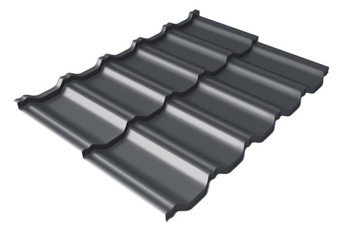 Металлочерепица модульная Квинта Uno Grand Line c 3D резом 0,5 Rooftop Matte RAL 7024 мокрый асфальт купить в Архангельске
