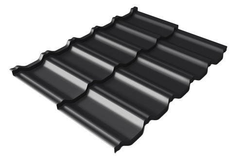 Металлочерепица модульная Квинта Uno Grand Line c 3D резом 0,5 GreenСoat Pural Matt RR 33 черный (RAL 9005 черный) купить в Архангельске