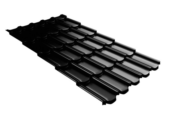Металлочерепица квинта плюс с 3D резом 0,5 GreenСoat Pural Matt RR 33 черный (RAL 9005 черный) купить в Архангельске