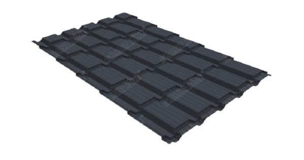 Металлочерепица GL квадро профи 0,5 Satin RAL 7024 мокрый асфальт купить в Архангельске