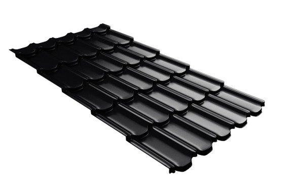 Металлочерепица квинта плюс с 3D резом 0,5 Satin RAL 9005 черный купить в Архангельске