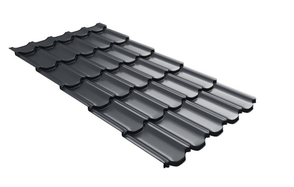 Металлочерепица квинта плюс с 3D резом 0,5 Satin Мatt RAL 7024 мокрый асфальт купить в Архангельске